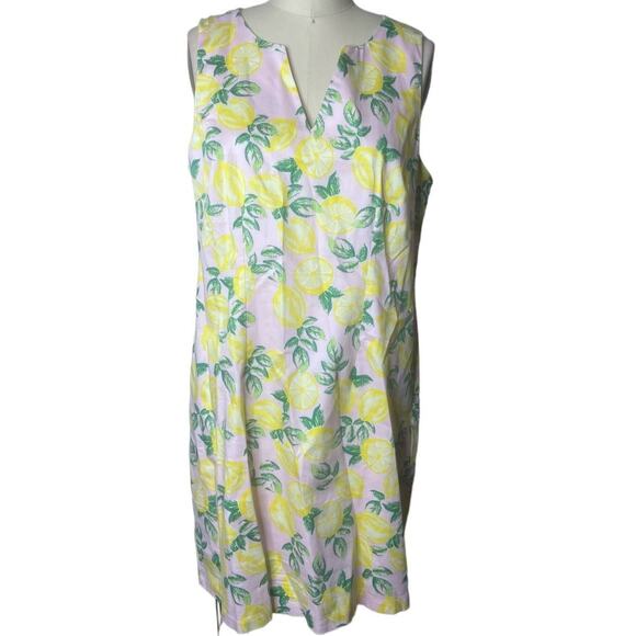 Cynthia Rowley Lemon Print Pink Sheath Dress Size 10 - Picture 1 of 5